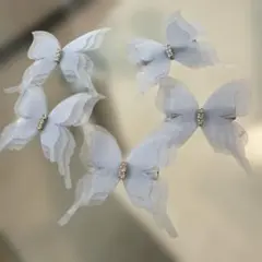 蝶々　バタフライ　ヘアピン　水色