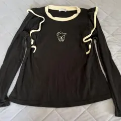 Kuromi ブラック長袖Tシャツ フリル付き