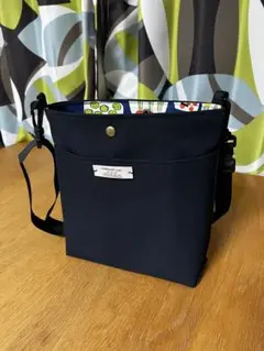 帆布サコッシュ　LLサイズ　ハンドメイド　ダークネイビー