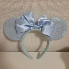 ミニー　カチューシャ　水色レース