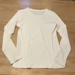 無印良品 婦人　なめらかリブ編みクルーネック長袖Ｔシャツ　アイボリー