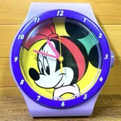 稼働品◎レア【Disney】ミニーマウス ジャンボ腕時計型掛け時計 レトロ