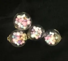 ハンドメイド ビーズ入り透明球体 2個セット