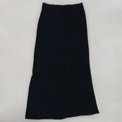 ブラック リブニット ナロースカート ウエストゴム きれいめ