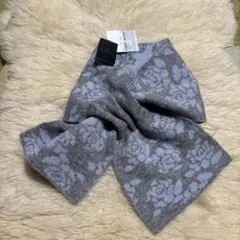 Aquascutum アクアスキュータム 花柄 差し込みマフラー グレー/ブルー