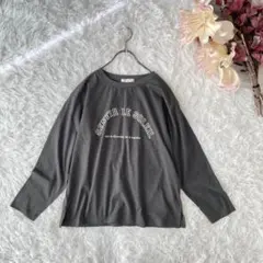 Samansa Mos2 blue 英字プリントロングTシャツ（F）グレー系