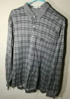 バーバリーのロングスリーブ、モノトーンノバチェックポロシャツ