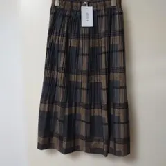 【未使用品】em+ チェック柄 プリーツスカート ブルー系 新品タグ付き