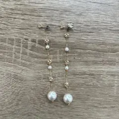 ☆VENDOME ヴァンドームブティック 淡水パール ピアス ダブルフープ 