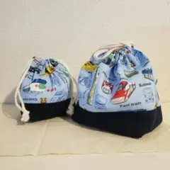 お弁当袋&コップ袋　働く車