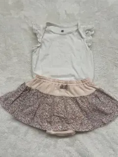 【gap】80cm袖フリルボディ・【組曲】80cmパンツ付きフリルスカート