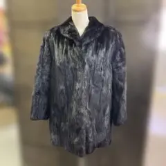 266-97 レディース ブラックファーコート 毛皮コート アウター