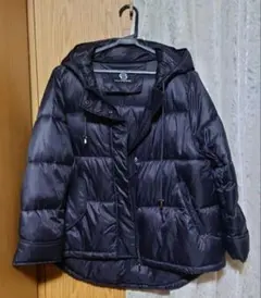 CHARMANE 中綿ジャケット フード付 ブラック 光沢感 オーバーサイズ　L