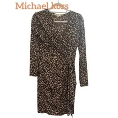 MICHAEL KORS レオパード柄 ラップ風ワンピース 長袖 Sのサムネイル