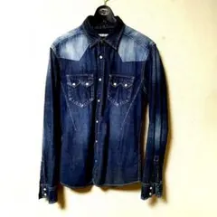 テットオム　Tete Homme 　ダークブラック　デニム　長袖シャツ　Lサイズのサムネイル