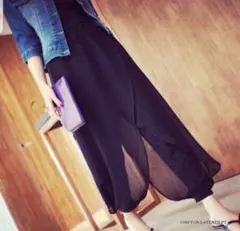 シフォン サルエルパンツ 黒,ネイビー 2枚まとめ売り