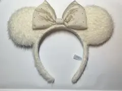 【秋冬新作】ミニーリボンモヘアカチューシャ（白）