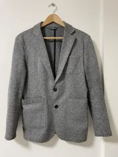 グレー ニット風ジャケット 2つボタン