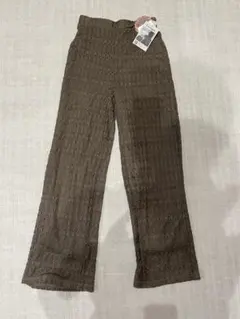 新品しまむら　Lutique レースワイドパンツ　ブラウン　M ルティーク