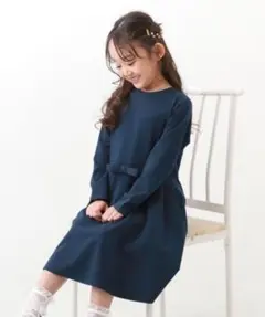 ワンピース 入学式卒業式 フォーマルウエストリボン子供服 女の子