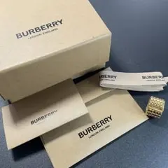 【良品 正規品】 バーバリー 指輪 レディース ゴールドカラー 9号 チェック