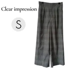 クリアインプレッション ワイドパンツ ( 1 サイズ ) チェック柄 グレー