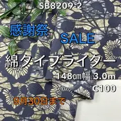 NO,SB8209-2 148㎝幅 3.0m 綿タイプライター バティック