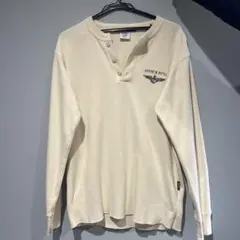 AVIREX ワッフル長袖ヘンリーネックTシャツ アイボリー Lサイズ