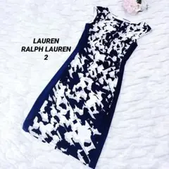 【極美品】ローレン ラルフローレン 花柄 ノースリーブギャザーワンピース 2