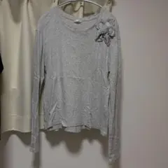 ZARA グレー 長袖 カットソー フラワー装飾