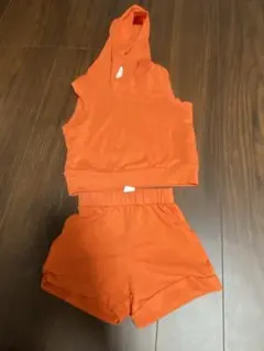 SHEIN オレンジ フード付き セットアップ 74㎝