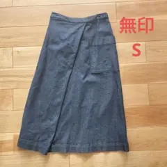 無印 ストレッチデニム イージーラップスカート イージーセミフレアスカート S