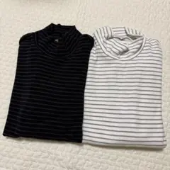 ユニクロ　ヒートテックストレッチフリースモックネックT （ボーダー・長袖)