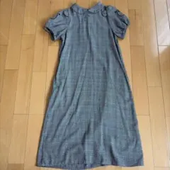 チェック柄クマ刺繍ワンピース