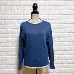 アンタイトル【M】ニット 青 無地 日本製 カシミヤ混 通勤普段使い