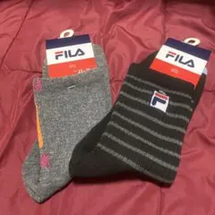 FILA ソックス 23-25cm グレー ブラックストライプ2足新品未使用