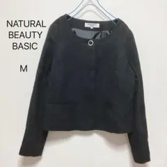 NATURAL BEAUTY BASIC ノーカラージャケット M ブラック 黒