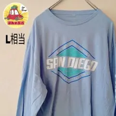 USA古着 ロンT　ロングTシャツ　ライトブルー　L相当