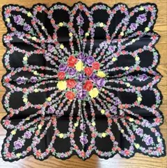 ANNA SUI アナスイ バラ柄 大判 ハンカチ