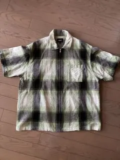HUF ハフ ワッフル素材 チェック柄 ジップアップシャツ Lのサムネイル
