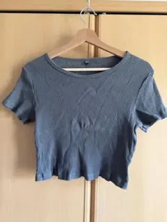 UNIQLO リブ編み クロップドTシャツ XL グレー