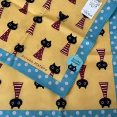 新品　Atsuko Matano ハンカチ 猫柄 イエロー