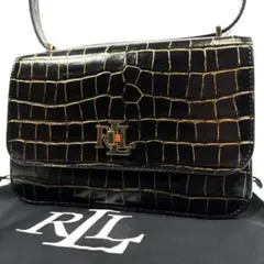 【未使用級】ローレンラルフローレン　ショルダーバッグ　ターンロック　クロコ　黒