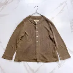 パラスパレス リネン100カーディガン 鍵編み ナチュラル　シェルボタン　Lのサムネイル