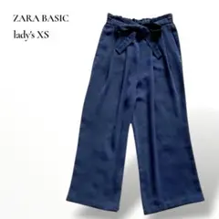 【小さいサイズ】ザラベーシック／ハイウエスト ワイドパンツ リボン