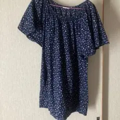 UNIQLO 半袖 Lチュニック　ワンピース　紺のサムネイル