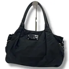 良品✨A4可 ケイトスペード トートバッグ ナイロン×レザー 肩掛け 大容量 黒