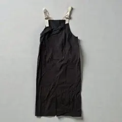 ジャンパースカート　調整可能ストラップ　ロング丈　スリット