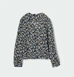 ユニクロ　プリントVネックブラウス　L