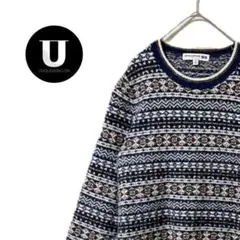 ＼セーター／ フェアアイル柄 ネイビー アルパカ混 イネス ユニクロ M 古着